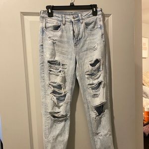 Distressed AE Mom Jeans